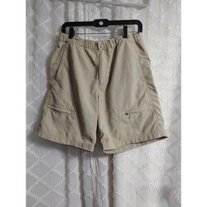 LL Bean Mens Khaki Supplex Nylon Cargo Hiking Shorts Tan Medium Mesh Lined 0DRK1